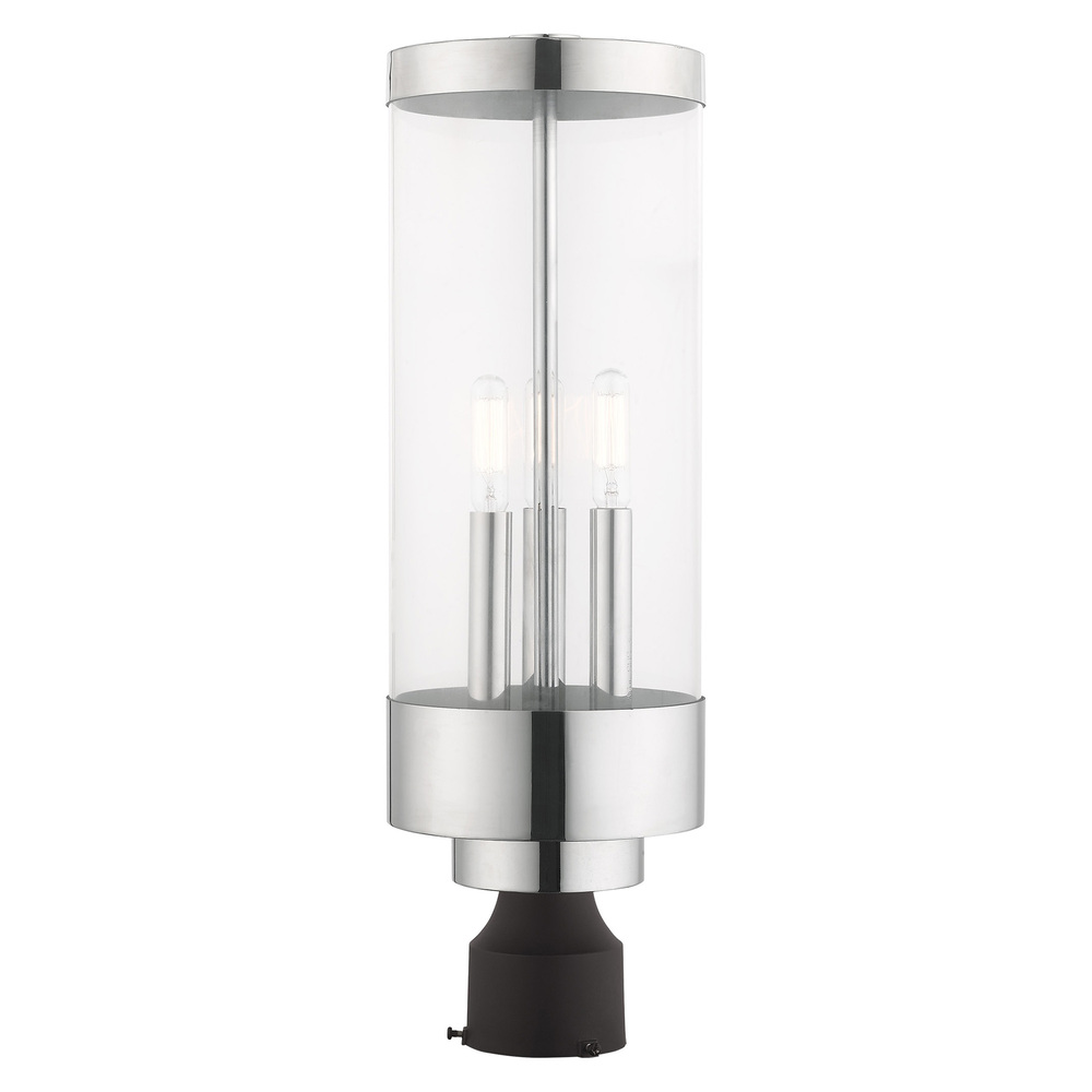 3 Lt Polished Chrome Outdoor Post Top Lantern