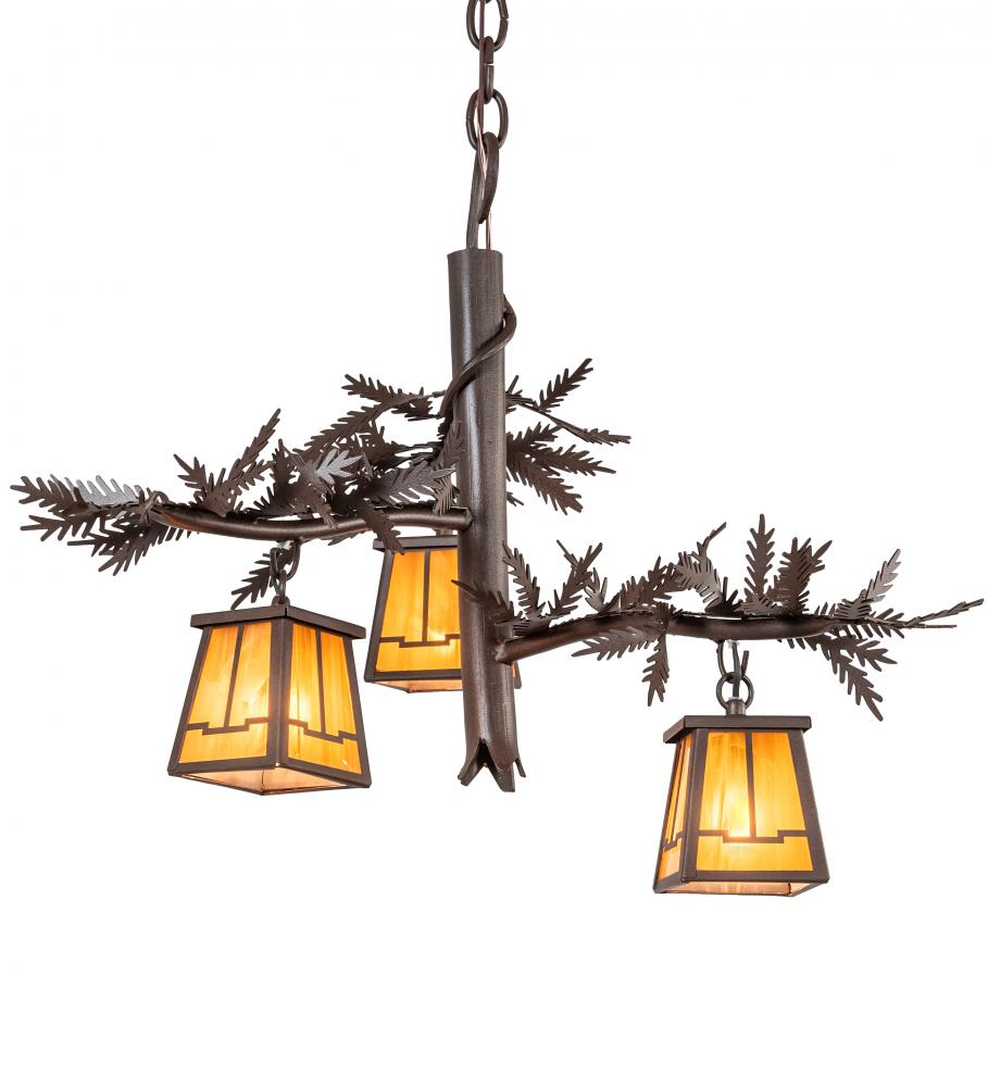 24" Wide Pine Branch Valley View 3 Light Chandelier