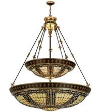 Meyda Green 65165 - 45"W Fleur-de-lis 2 Tier Inverted Pendant