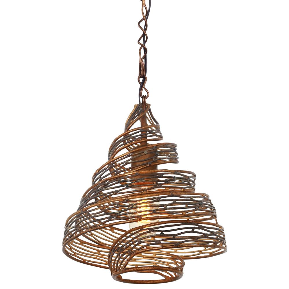 Flow 1-Lt Twist Mini Pendant - Hammered Ore