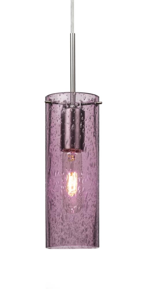 Besa, Juni 10 Cord Pendant, Plum Bubble, Satin Nickel, 1x60W Medium Base