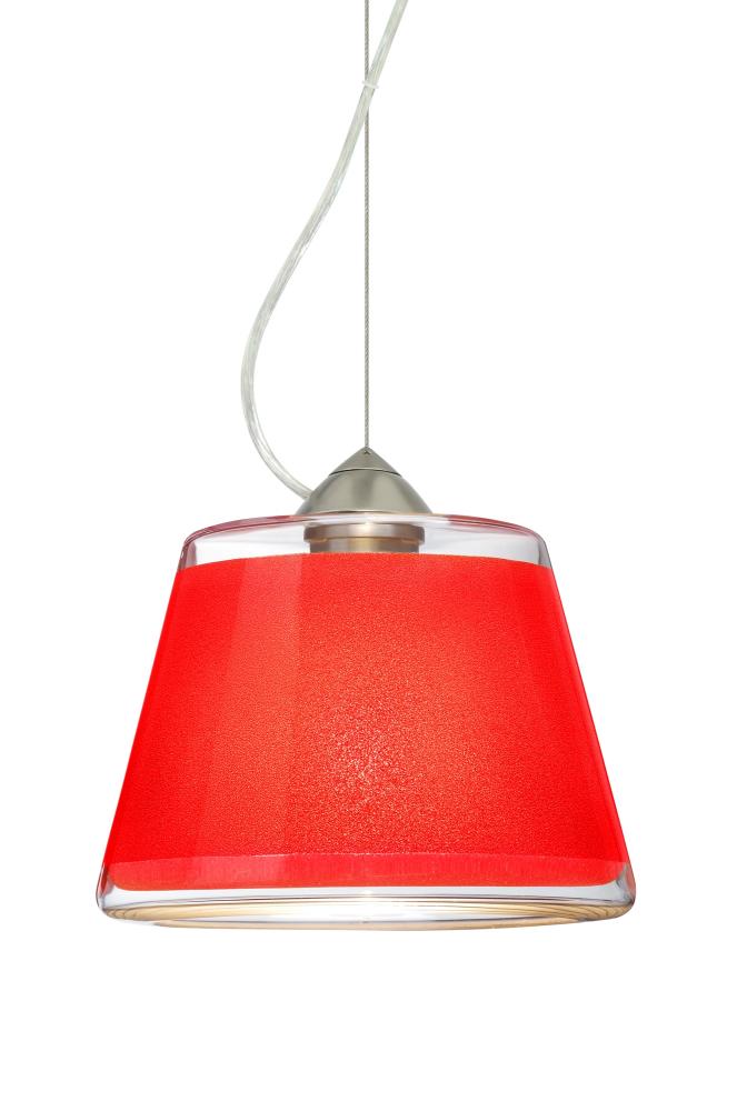 Besa Pica 9 Pendant 1Kx Red Sand Satin Nickel 1x9W LED