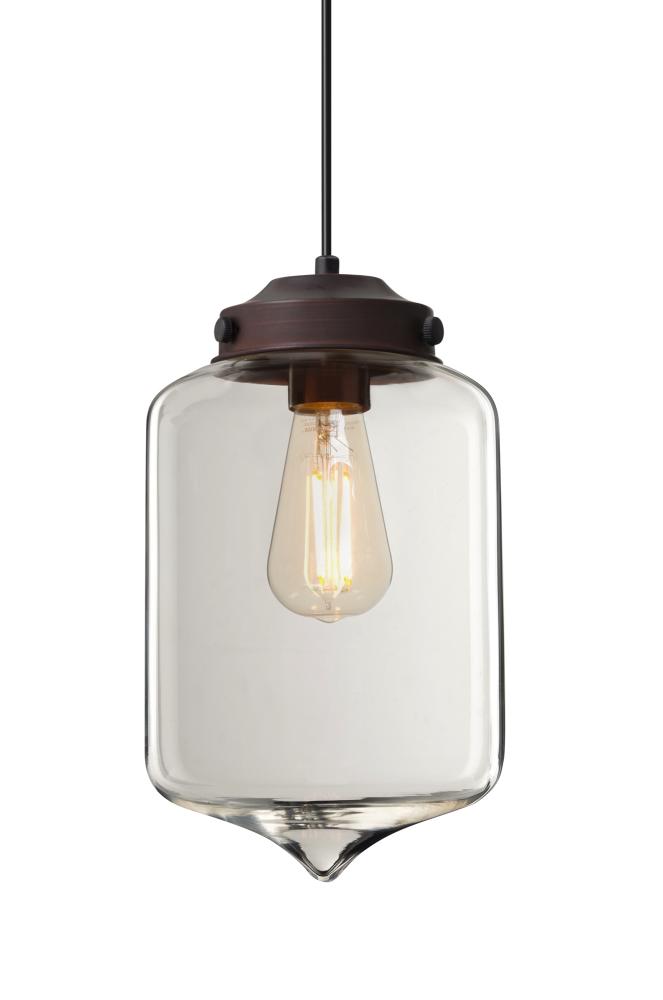 Besa Olin Pendant For Multiport Canopy Bronze Clear 1x4W LED Filament