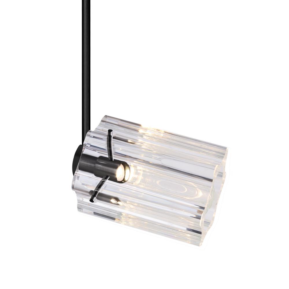 Besa Ice 4 Spotlight with 6" stem, Clear Glass, Black Finish, 1x35W MAX GY6.35 Base