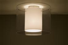 Besa Lighting 1KM-S00707-SN - Besa Ceiling Pahu 16 Satin Nickel Transparent Smoke/Opal 1x150W Medium Base A21