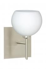 Besa Lighting 1SW-565807-LED-SN-SQ - Besa Wall With SQ Canopy Palla 5 Satin Nickel Opal Matte 1x5W LED