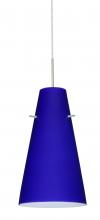 Besa Lighting J-4124CM-SN - Besa Cierro Pendant For Multiport Canopy Satin Nickel Cobalt Blue Matte 1x100W Medium