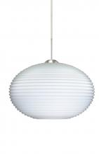 Besa Lighting J-491307-LED-SN - Besa Pendant For Multiport Canopy Pape 12 Satin Nickel Opal Ribbed 1x9W LED