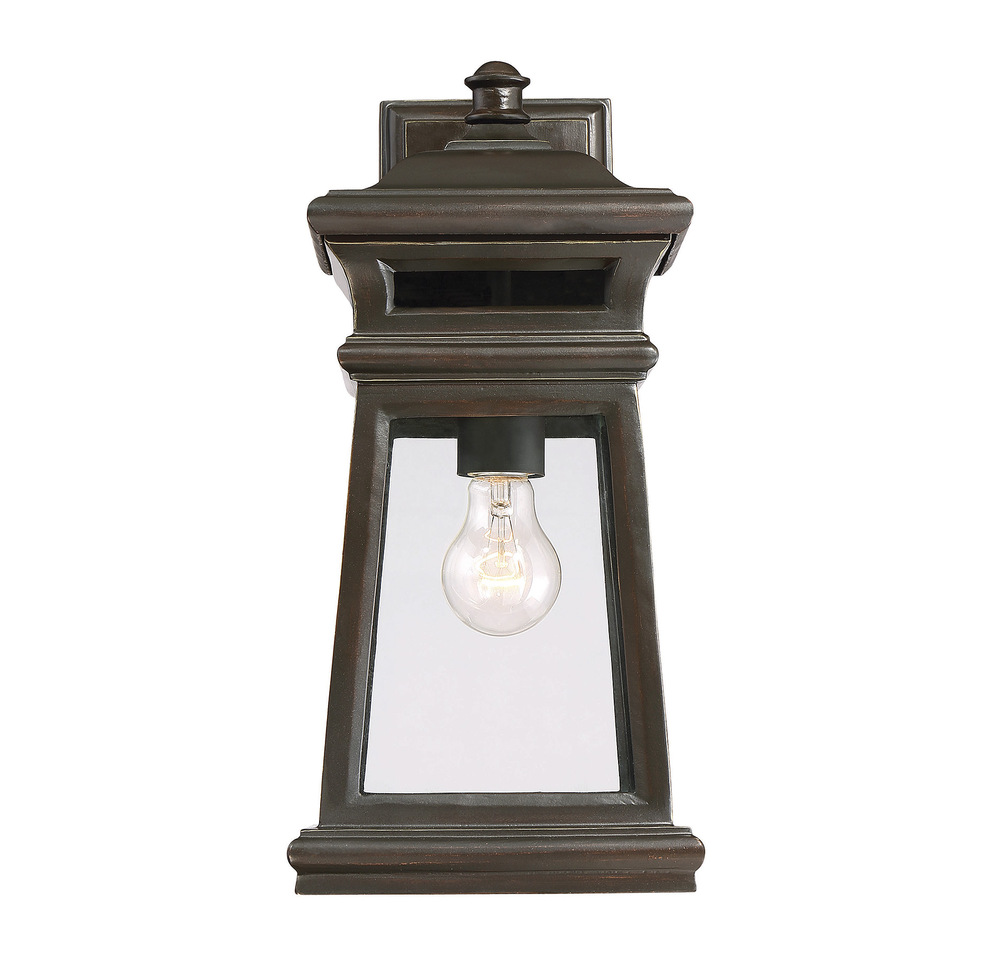 Taylor 1-Light Outdoor Wall Lantern in English Bronze with Gold