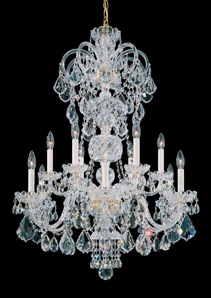 Olde World 12 Light 120V Chandelier in Aurelia with Clear Heritage Handcut Crystal