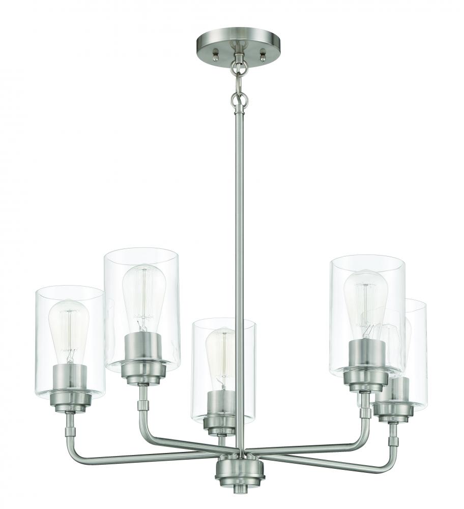 Stowe 5 Light Chandelier in Brushed Polished Nickel