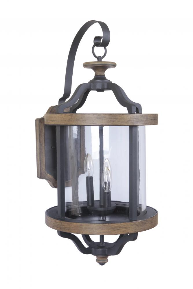 Ashwood 3 Light Extra Large Outdoor Wall Lantern in Textured Black/Whiskey Barrel