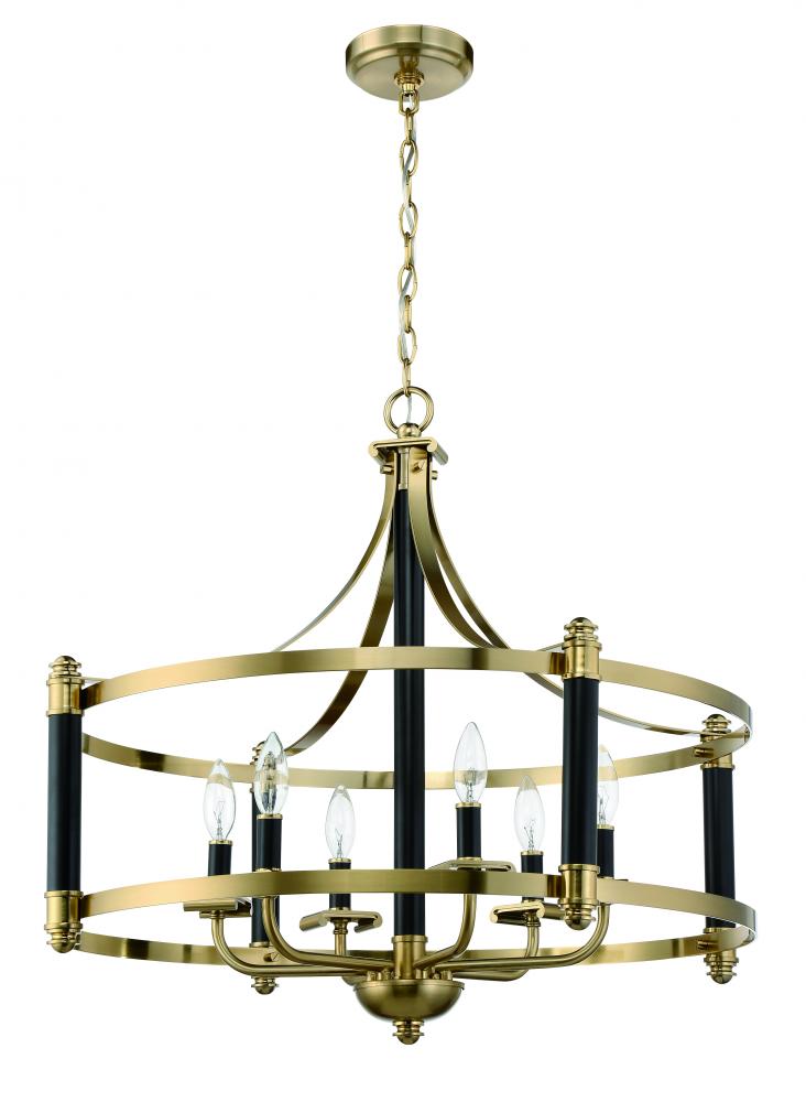 Stanza 6 Light Pendant in Flat Black/Satin Brass