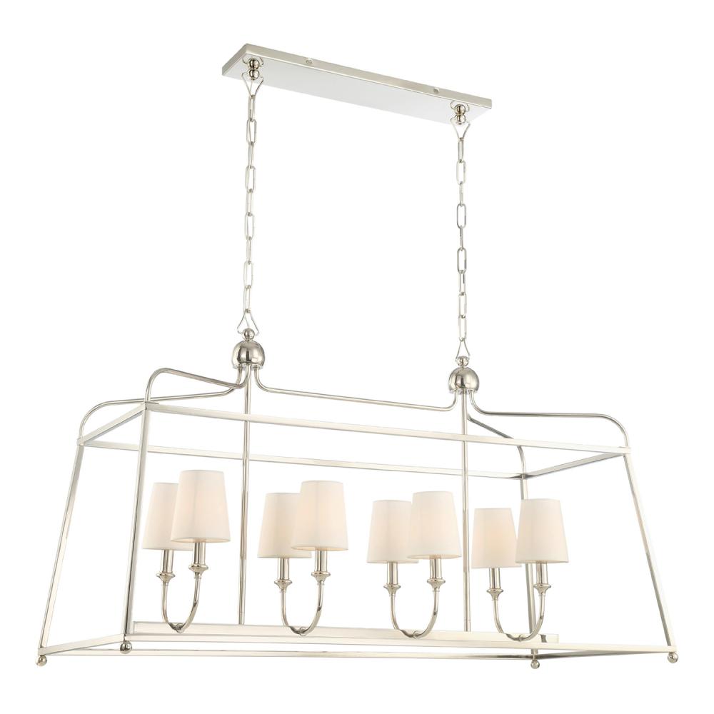 Libby Langdon Sylvan 8 Light Polished Nickel Linear Chandelier