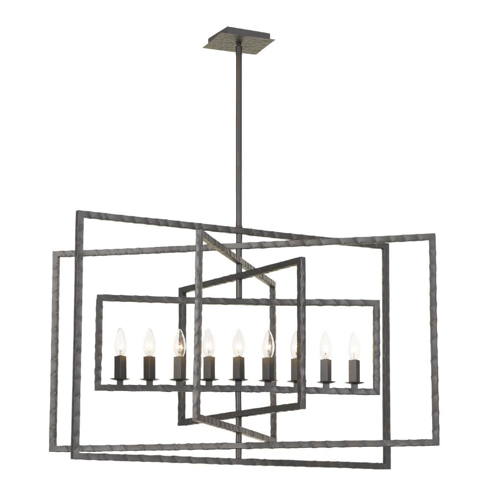 Capri 9 Light Raw Steel Chandelier