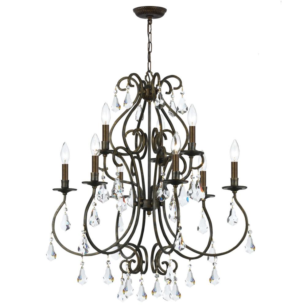 Ashton 9 Light Hand Cut Crystal English Bronze Chandelier