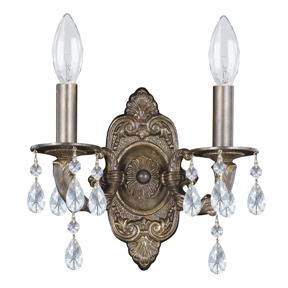 Paris Market 2 Light Clear Crystal Venetian Bronze Sconce