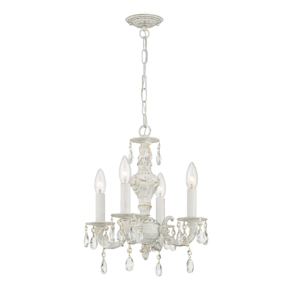 Paris Market 4 Light Clear Crystal Antique White Mini Chandelier