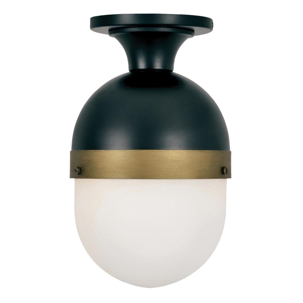 Brian Patrick Flynn for Crystorama Capsule 1 LT Matte Black + Textured Gold Outdoor Semi Flush Mount