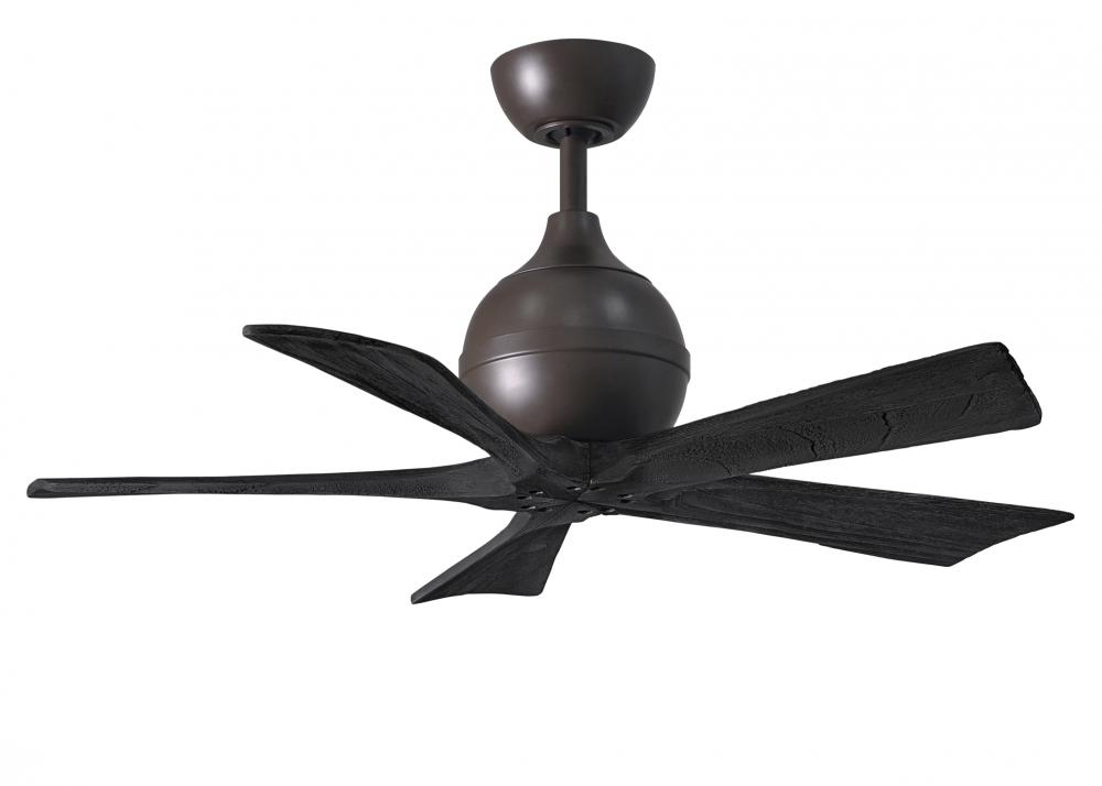 Irene-5 five-blade paddle fan in Textured Bronze finish with 42" with light maple blades.