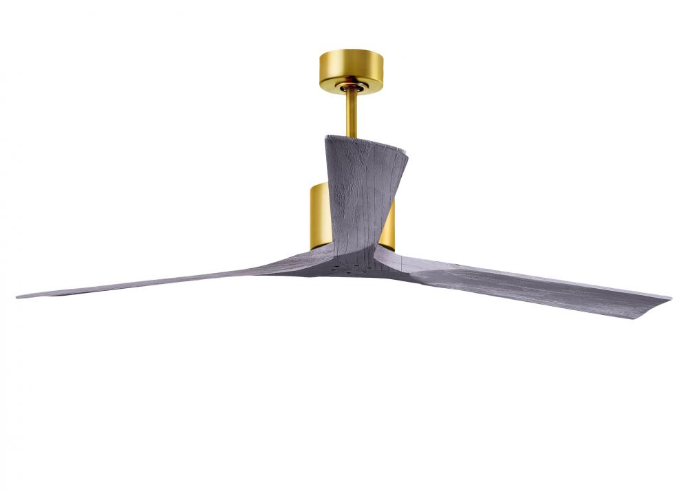 Nan XL 6-speed ceiling fan in Brushed Brass finish with 72” solid barn wood tone wood blades