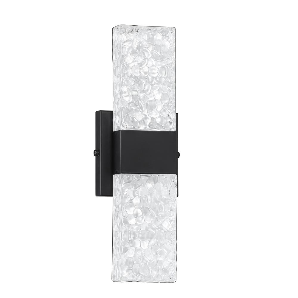 GLACIER 2-Light-LED Black Vanity Light with Glass style #2