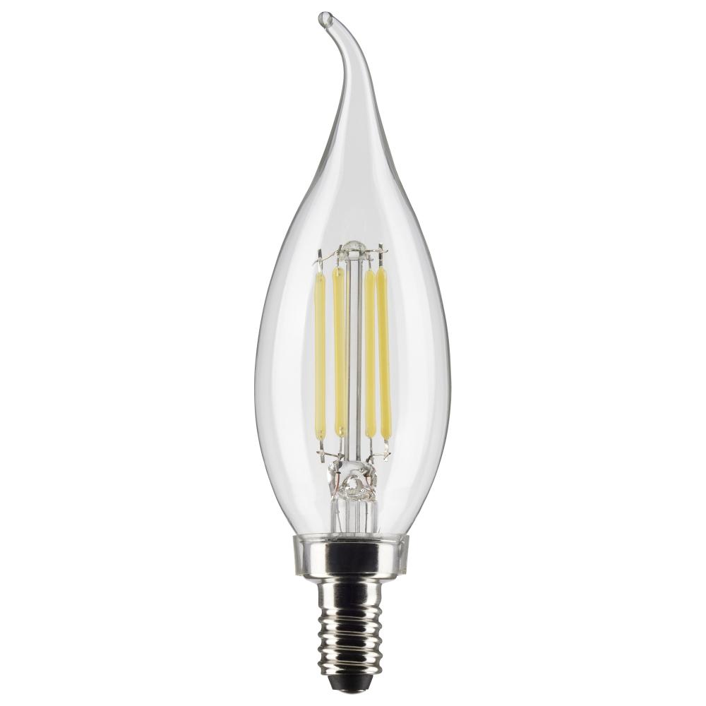 4 Watt CA10 LED; Clear; Candelabra base; 90 CRI; 3000K; 120 Volt