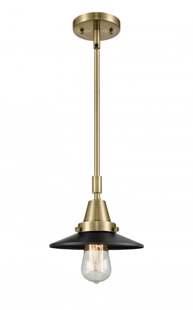 Railroad - 1 Light - 8 inch - Antique Brass - Mini Pendant