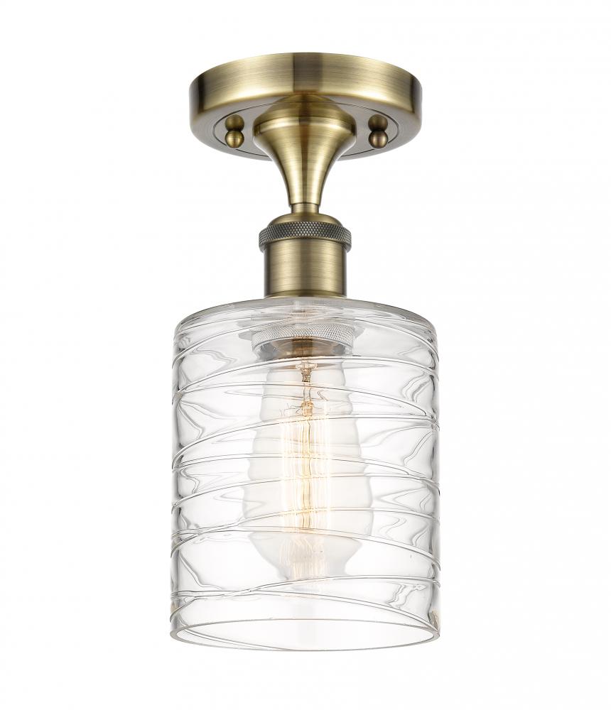 Cobbleskill - 1 Light - 5 inch - Antique Brass - Semi-Flush Mount