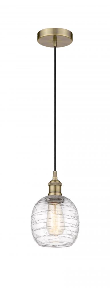 Belfast - 1 Light - 6 inch - Antique Brass - Cord hung - Mini Pendant