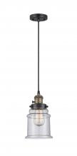 Innovations Lighting 201CSW-BAB-G184 - Canton - 1 Light - 6 inch - Black Antique Brass - Cord hung - Mini Pendant