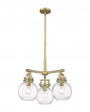 Innovations Lighting 411-3CR-BB-G410-7CL - Newton Sphere - 3 Light - 21 inch - Brushed Brass - Pendant