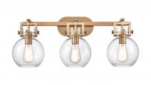 Innovations Lighting 411-3W-BB-G410-7CL - Newton Sphere - 3 Light - 27 inch - Brushed Brass - Bath Vanity Light