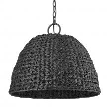 Golden 1081-O3P NB-SBW - Rue NB 3 Light Pendant - Outdoor in Natural Black with Silken Black Wicker Shade