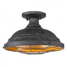 Golden 7312-SF BP - Bartlett Semi-Flush in Black Patina