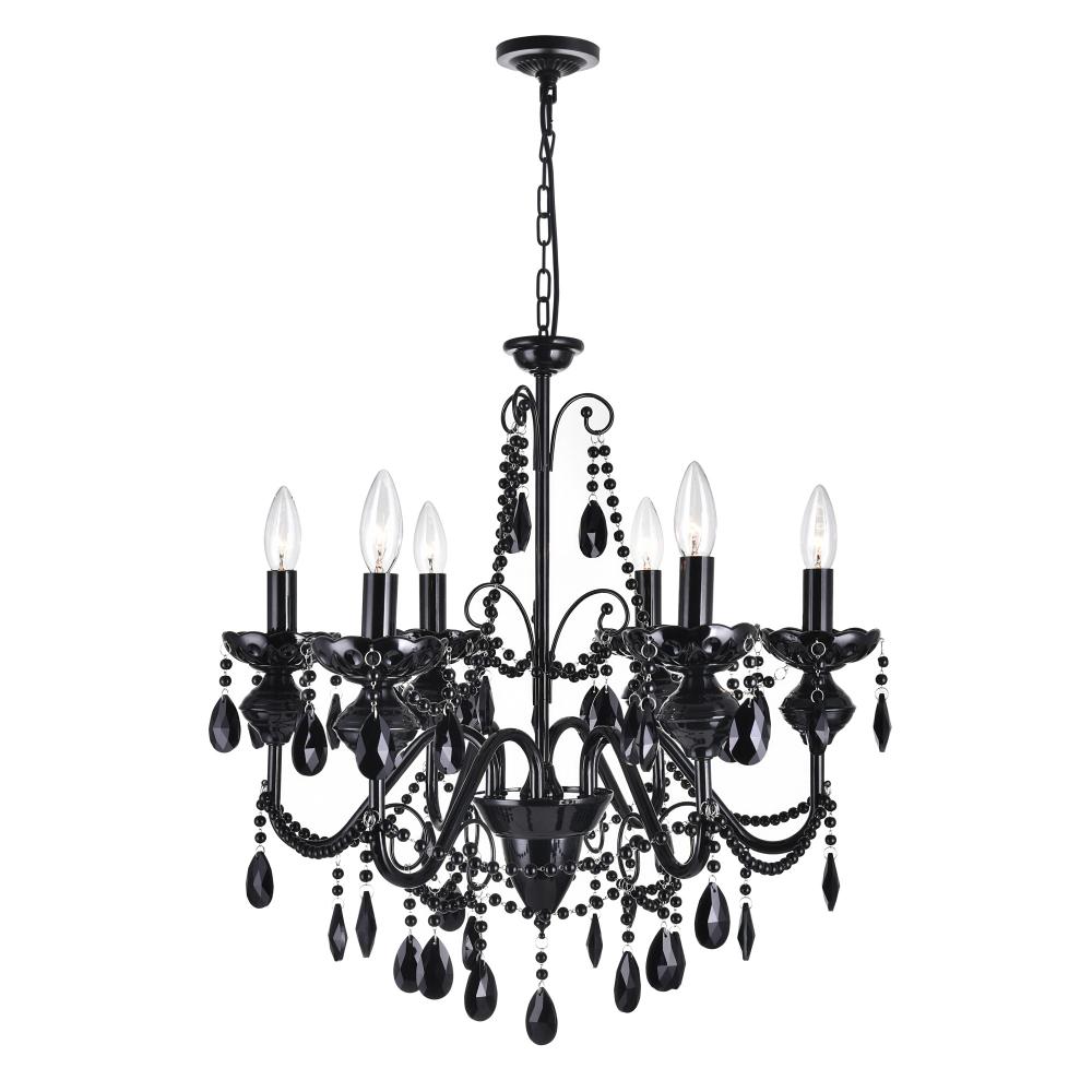 Keen 6 Light Up Chandelier With Black Finish