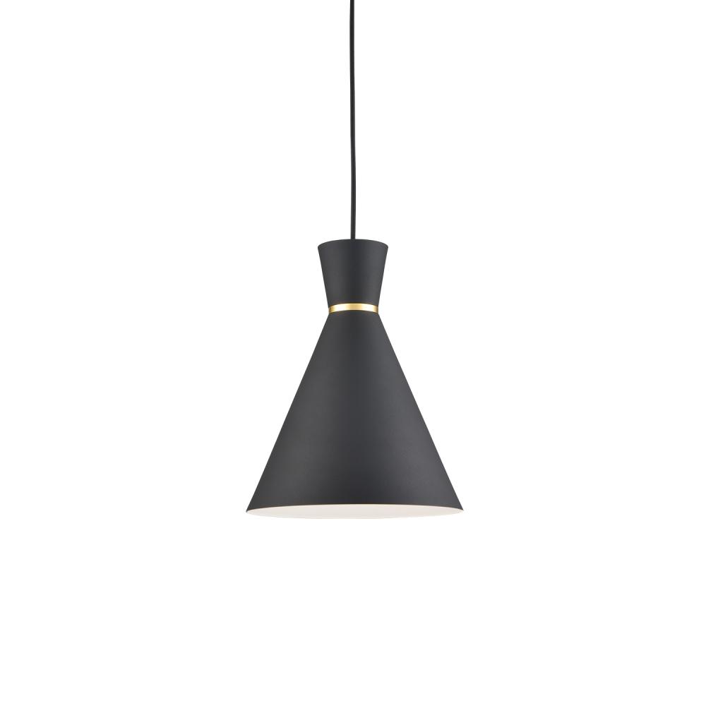 Vanderbilt 10-in Black With Gold Detail 1 Light Pendant