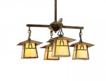 Arroyo Craftsman CCH-8/4HWO-S - 8" carmel 4 light chandelier with hillcrest overlay