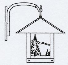 Arroyo Craftsman TRB-16MNF-BK - 16" timber ridge wall bracket with mountain filigree