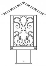 Arroyo Craftsman TRP-9ASGW-AB - 9" timber ridge post mount with ashbury  filigree