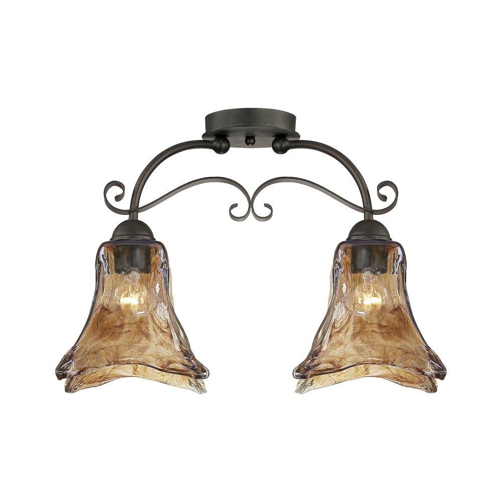 Chatsworth 2-Light Semi-Flush Ceiling Mount Burnished Gold