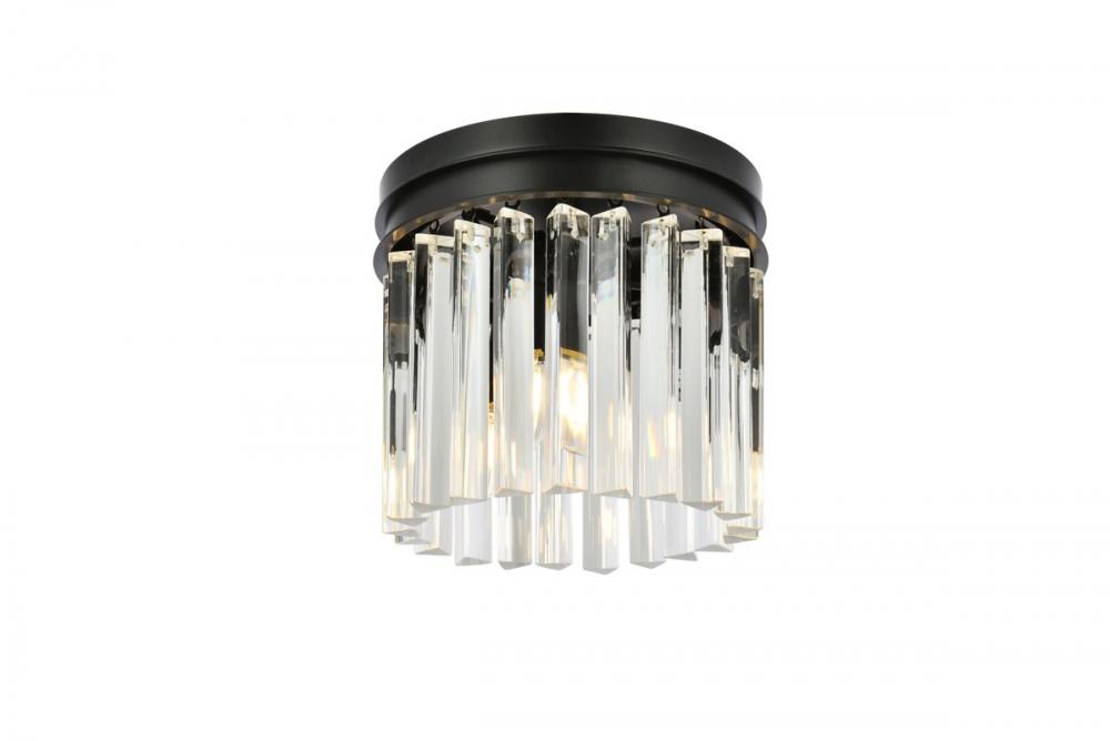 Sydney 3 Light Matte Black Flush Mount Clear Royal Cut Crystal