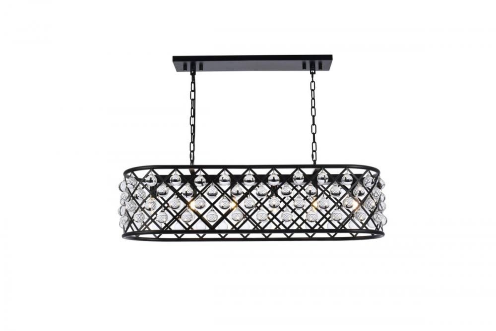 Madison 6 Light Matte Black Chandelier Clear Royal Cut Crystal