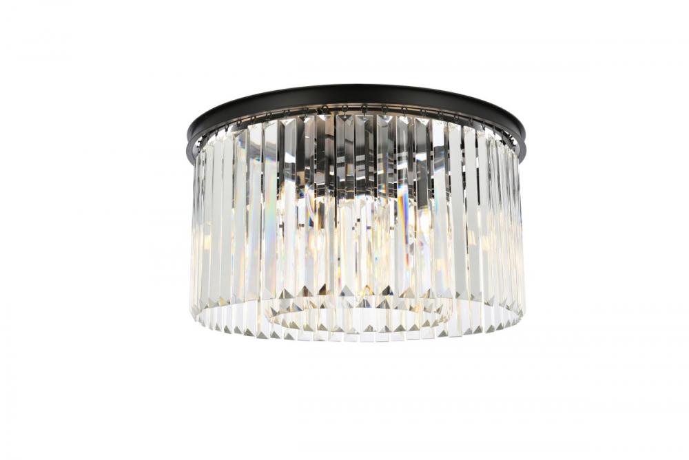 Sydney 8 Light Matte Black Flush Mount Clear Royal Cut Crystal