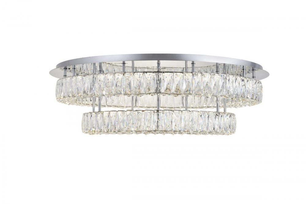 Monroe LED Light Chrome Flush Mount Clear Royal Cut Crystal