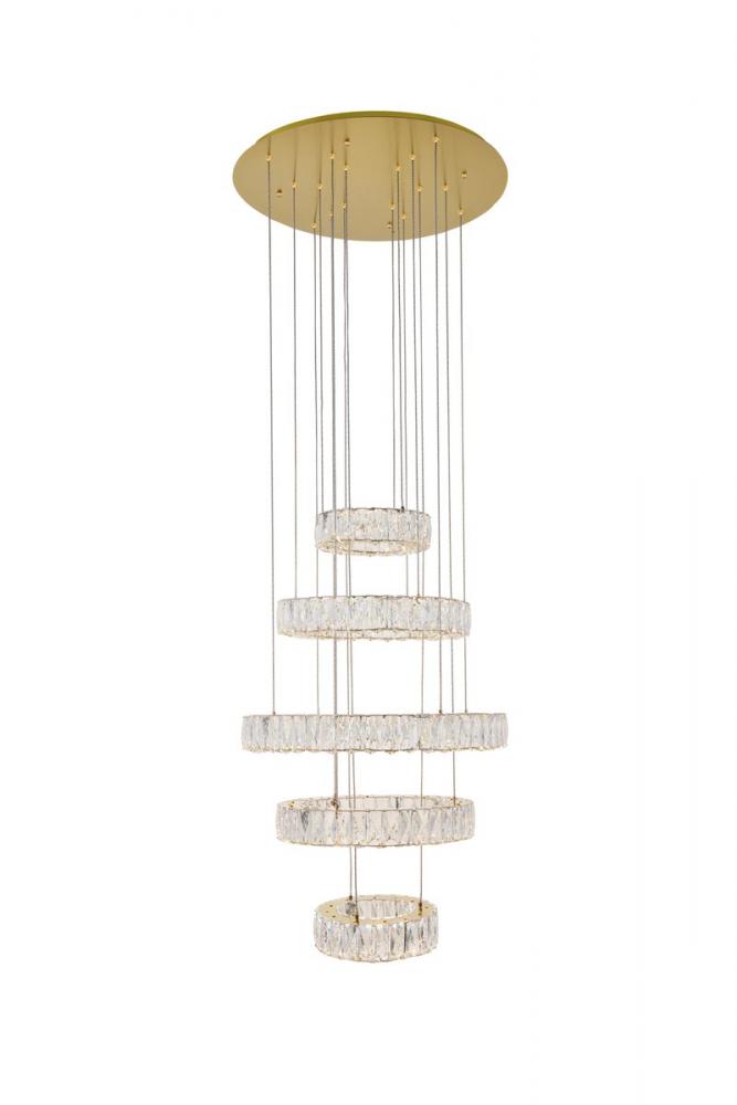 Monroe Integrated LED Chip Light Gold Chandelier Clear Royal Cut Crystal