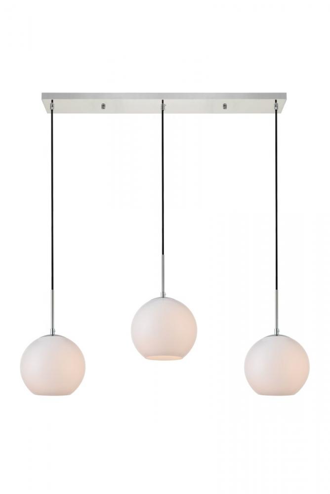 Baxter 3 Lights Chrome Pendant with Frosted White Glass