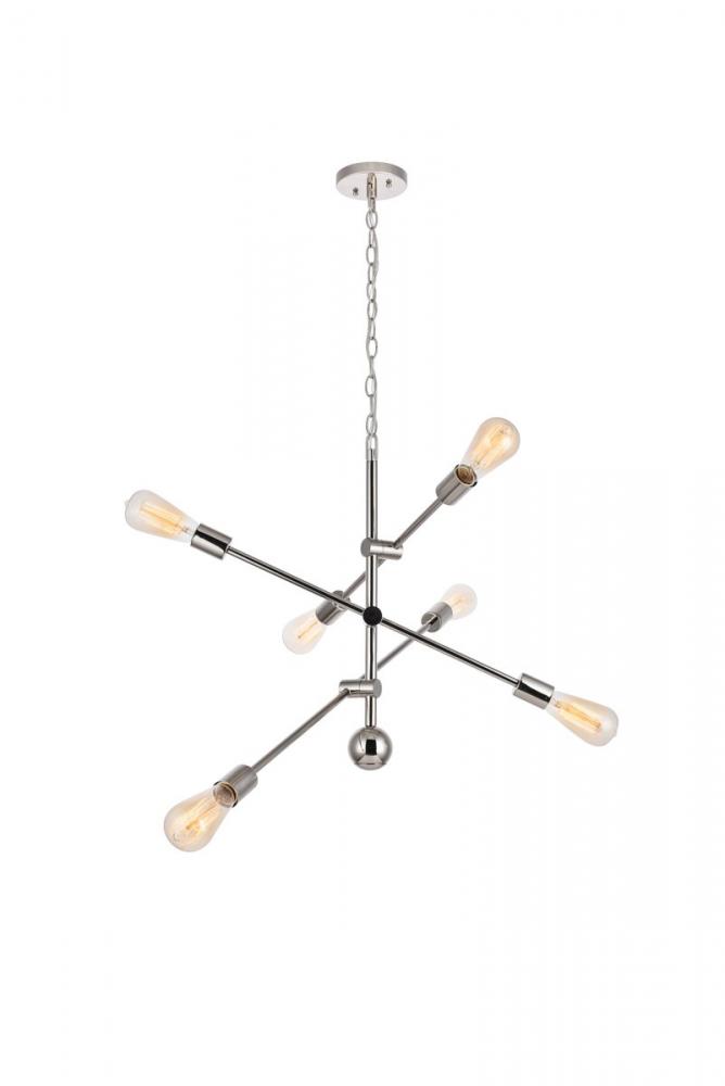 Axel 6 Lights Polished Nickel Pendant