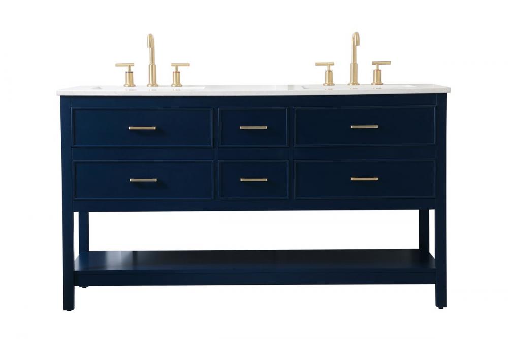 60 Inch Double Bathroom Vanity in Blue