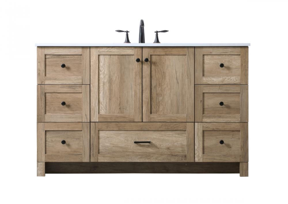 54 Inch Single Bathroom Vanity in Natural Oak